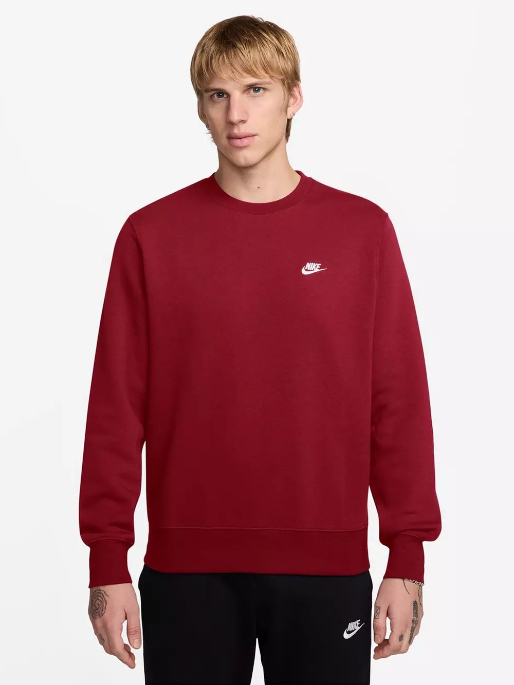Nike Men’s Crewneck Sweatshirt - Burgundy with White Logo